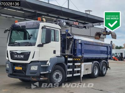 Man TGS 28.360 TGS 6X2 NL-Truck HMF 1643 Z2 Crane 13m3 2-way tipper Lift+Steering axle Euro 6 en vente par BAS World B.V.