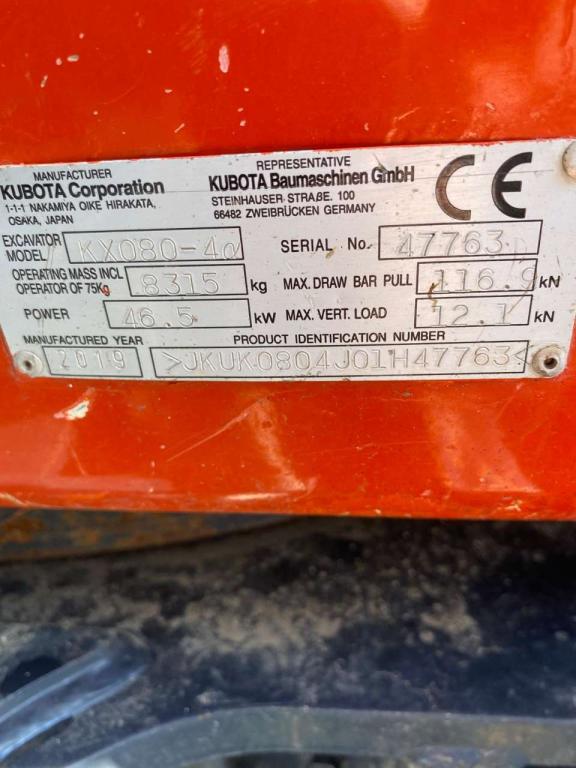 Kubota KX080-4A Photo 7
