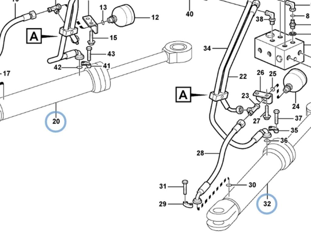 Volvo hydraulic cylinder for Volvo L180F and L180E. Photo 2