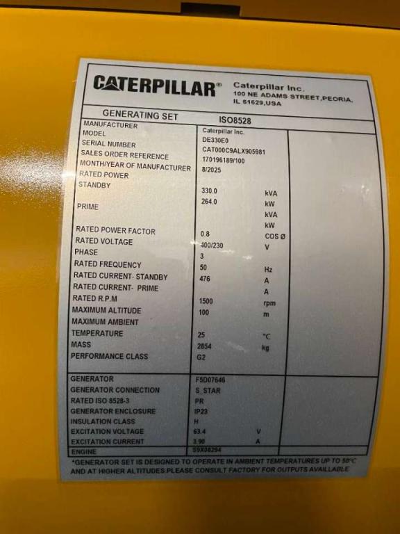 Caterpillar DE330E0 - C9 - 330 kVA Generator - DPX-18022 Photo 6