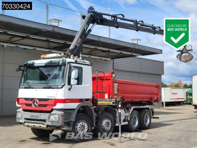 Mercedes-Benz Actros 4141 8X4 HIAB 166 D-4 Hiduo Crane 11m3 2-way tipper Steelsuspension Big-Axle Euro 5 en vente par BAS World B.V.