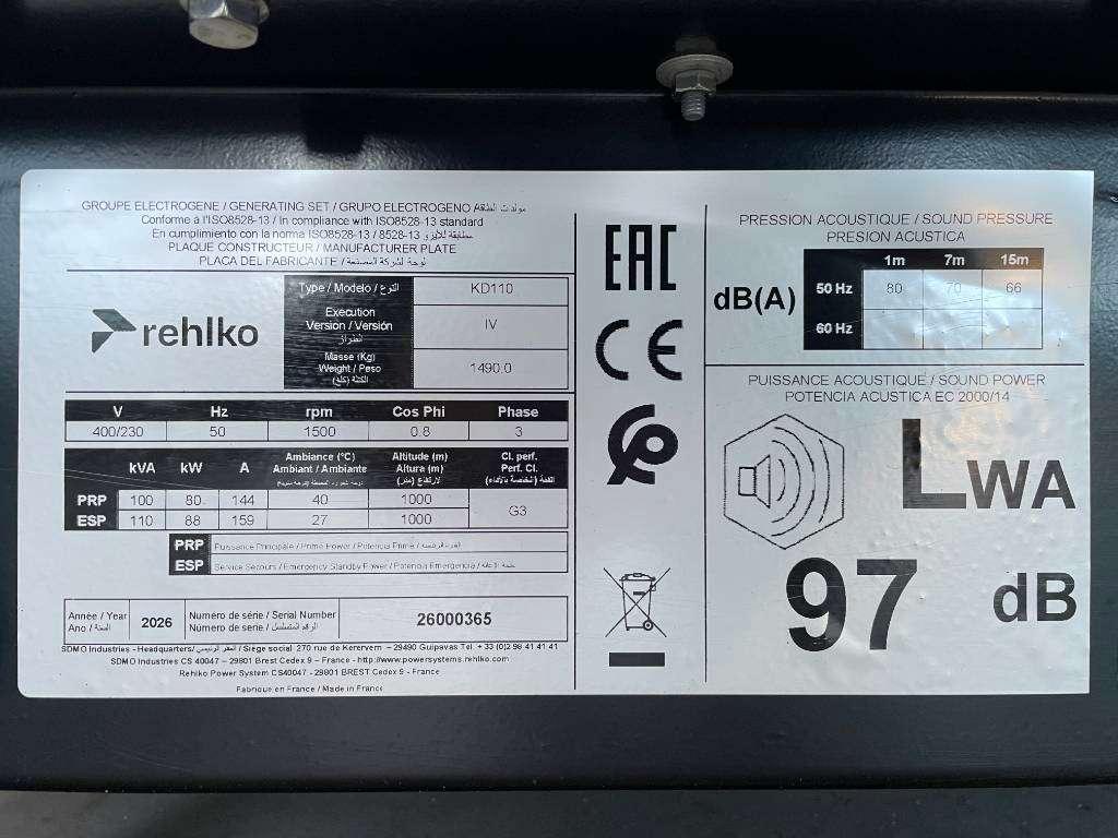 Rehlko KD110 - 110 kVA Generator - DPX-17008 Photo 6