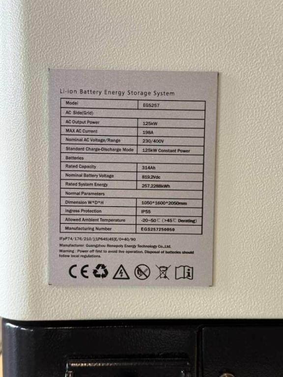 DPX 50759.1 - Battery BESS EGS - 125kW/500kWh Photo 4