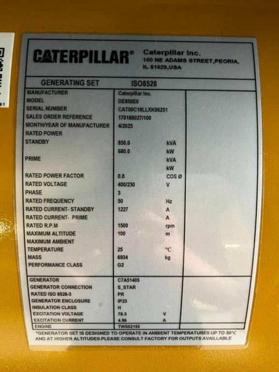 Caterpillar DE850E0 - C18 - 850 kVA Generator - DPX-18032 Photo 6