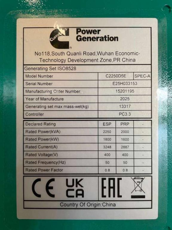 Cummins C2250D5E - 2.250 kVA Genset - QSK50 - DPX-18536-B Photo 6