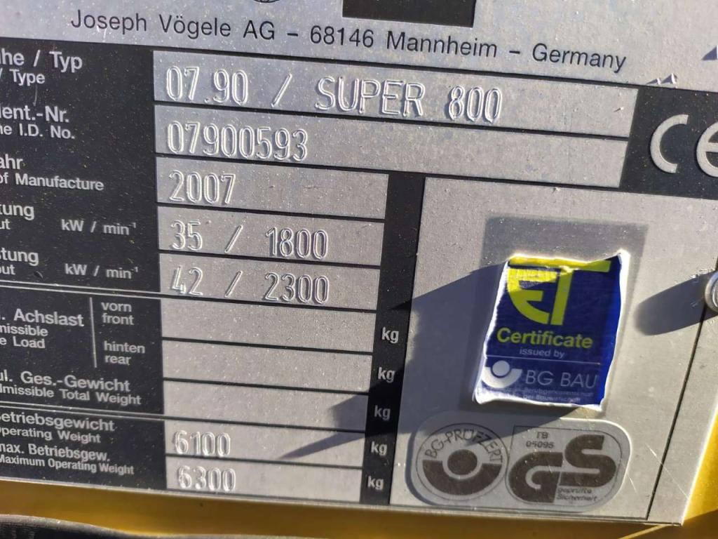 Vogele Super 800 Photo 7