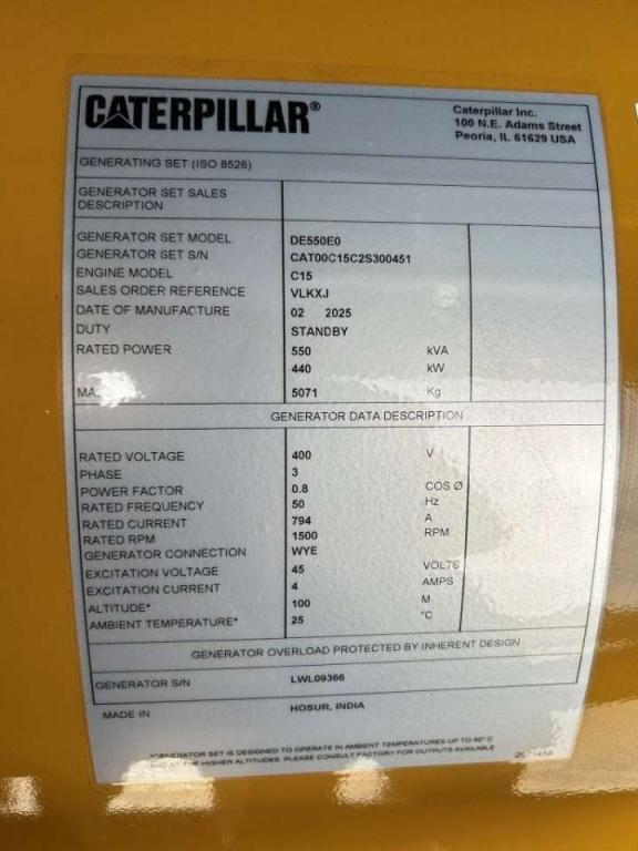 Caterpillar DE550E0 - C15 - 550 kVA Generator - DPX-18027 Photo 5