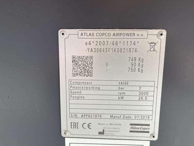 Atlas Copco XAS 68 KD - N WHEELS W.B. DIN EYE Photo 5