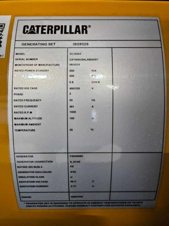 CAT DE250E0 - C9 - 250 kVA Generator - DPX-18019 Photo 6
