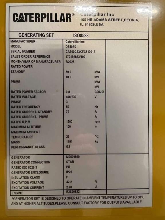 Caterpillar DE50E0 - 50 kVA Generator - DPX-18006 Photo 6