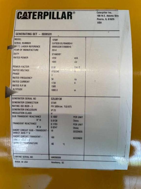 Caterpillar 3512 - 1250 kVA Used Generator - DPX-12661 Photo 6