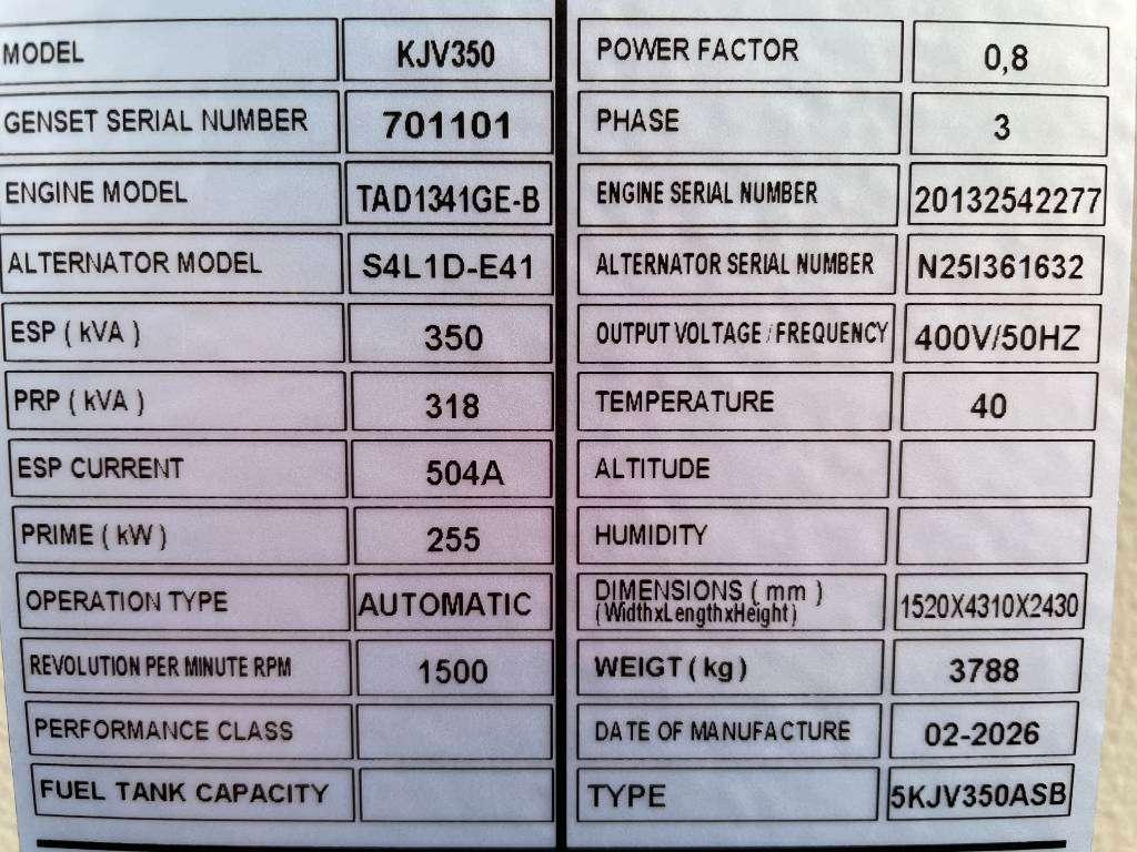Volvo TAD1341GE - 350 kVA Generator - DPX-18878 Photo 6
