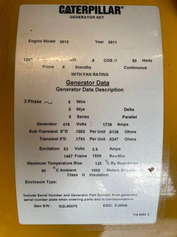Caterpillar 3512 - 1250 kVA Used Generator - DPX-12662 Photo 6