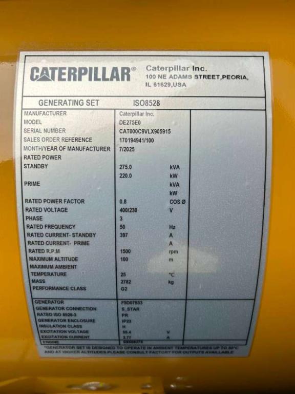 CAT DE275E0 - C9 - 275 kVA Generator - DPX-18020 Photo 6