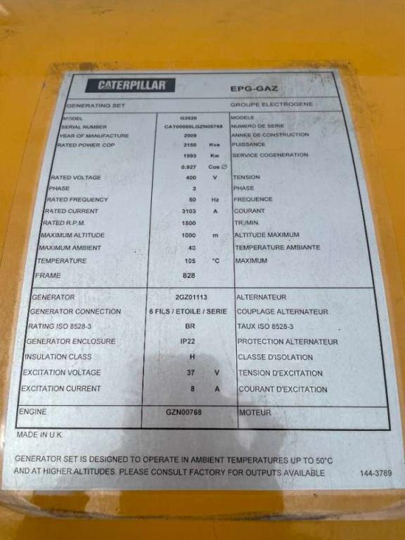 Caterpillar G3520 - 2.150 kVA Used Gas Generator - DPX-12668 Photo 6