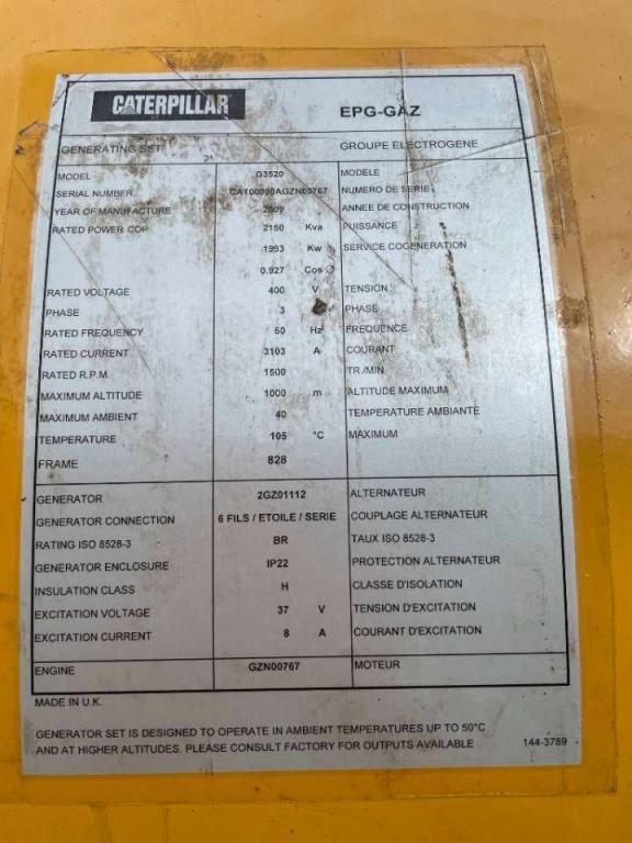 Caterpillar G3520 - 2.150 kVA Used Gas Generator - DPX-12669 Photo 6