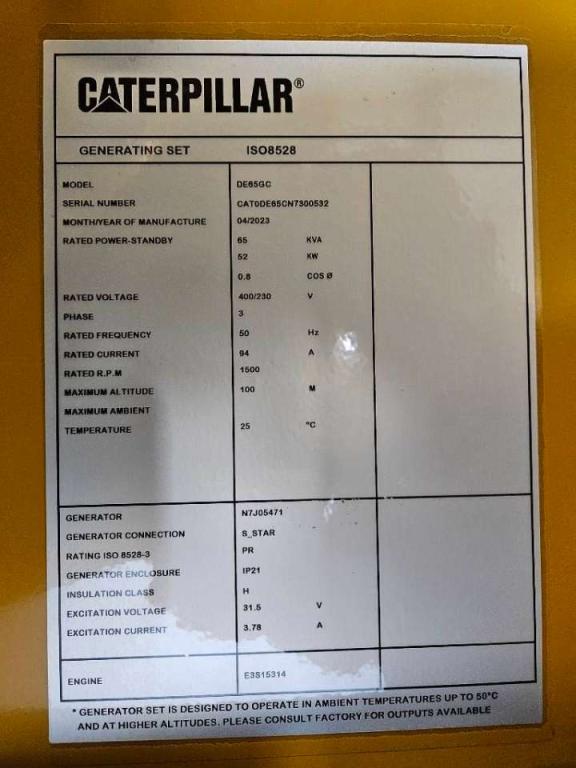 Caterpillar DE65GC - 65 kVA Stand-by Generator Set - DPX-18206 Photo 6