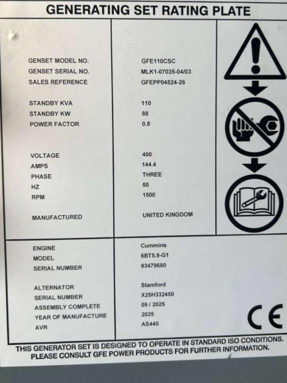 Cummins 6BT5.9-G1 - 110 kVA Generator - DPX-25105 Photo 5