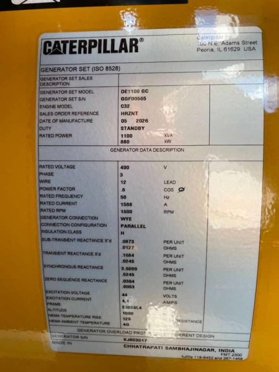 Caterpillar DE1100GC - 1.100 kVA Standby Generator - DPX-18225 Photo 6