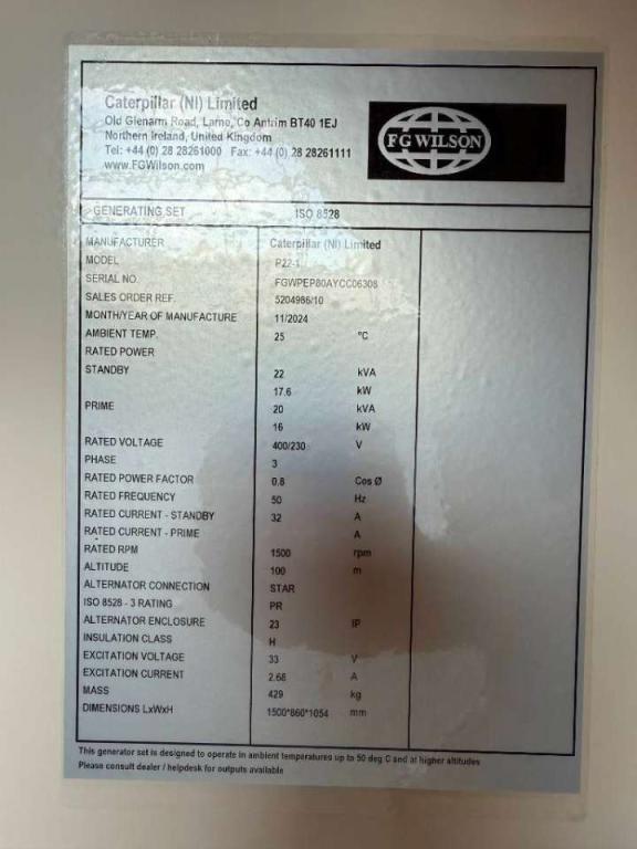 FG Wilson P22-1 - 22 kVA Open Genset - DPX-16002-O Photo 5