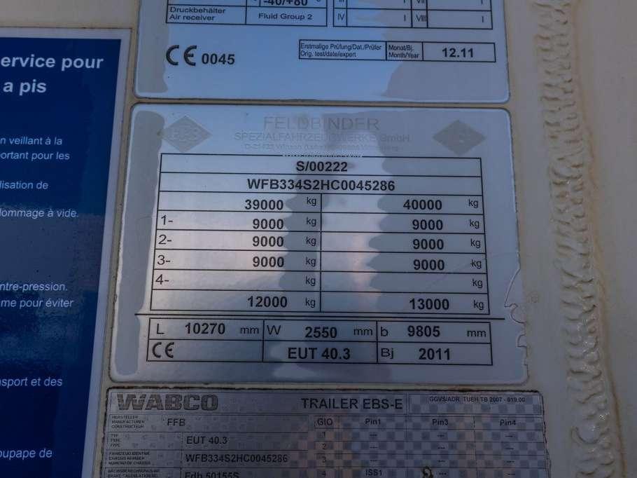 Feldbinder EUT 40.3- 40.000 L CEMENT/CIMENT/ZEMENT Photo 15