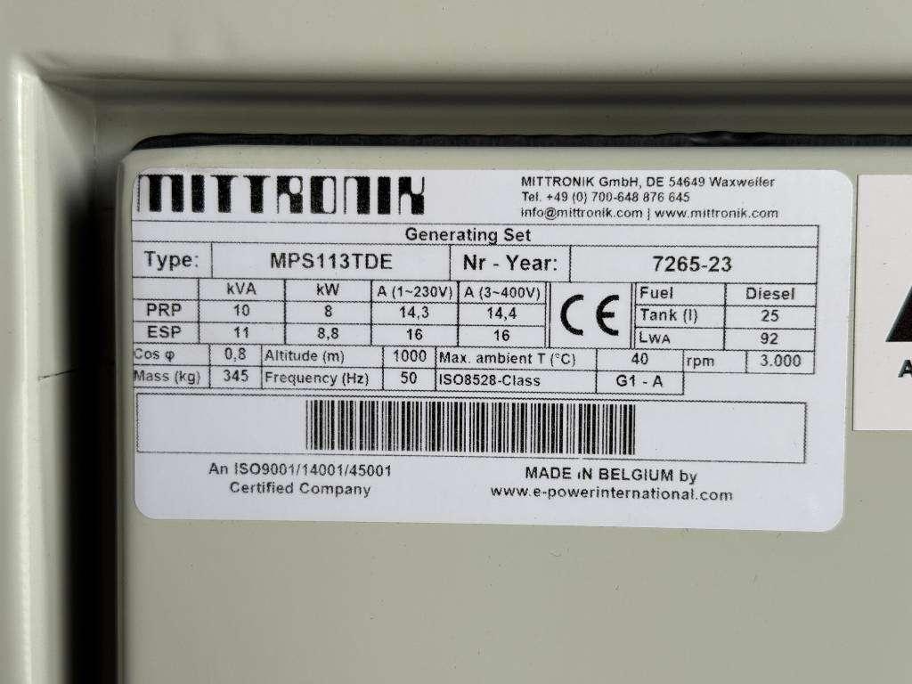 Kubota D722 - MPS113TDE - 10 kVA - Genset - DPX-25122 Photo 6