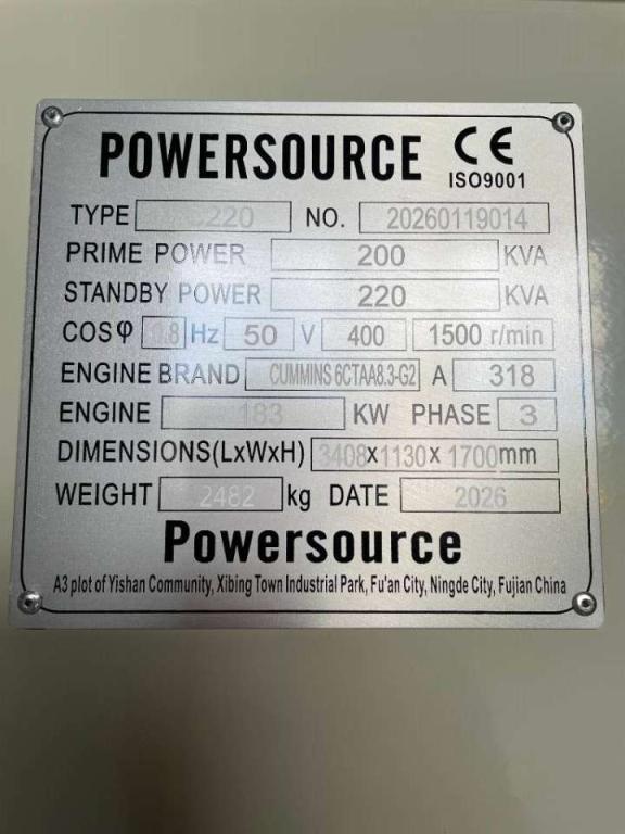 Cummins 6CTAA8.3-G2 - 220 kVA Generator - DPX-19840 Photo 6